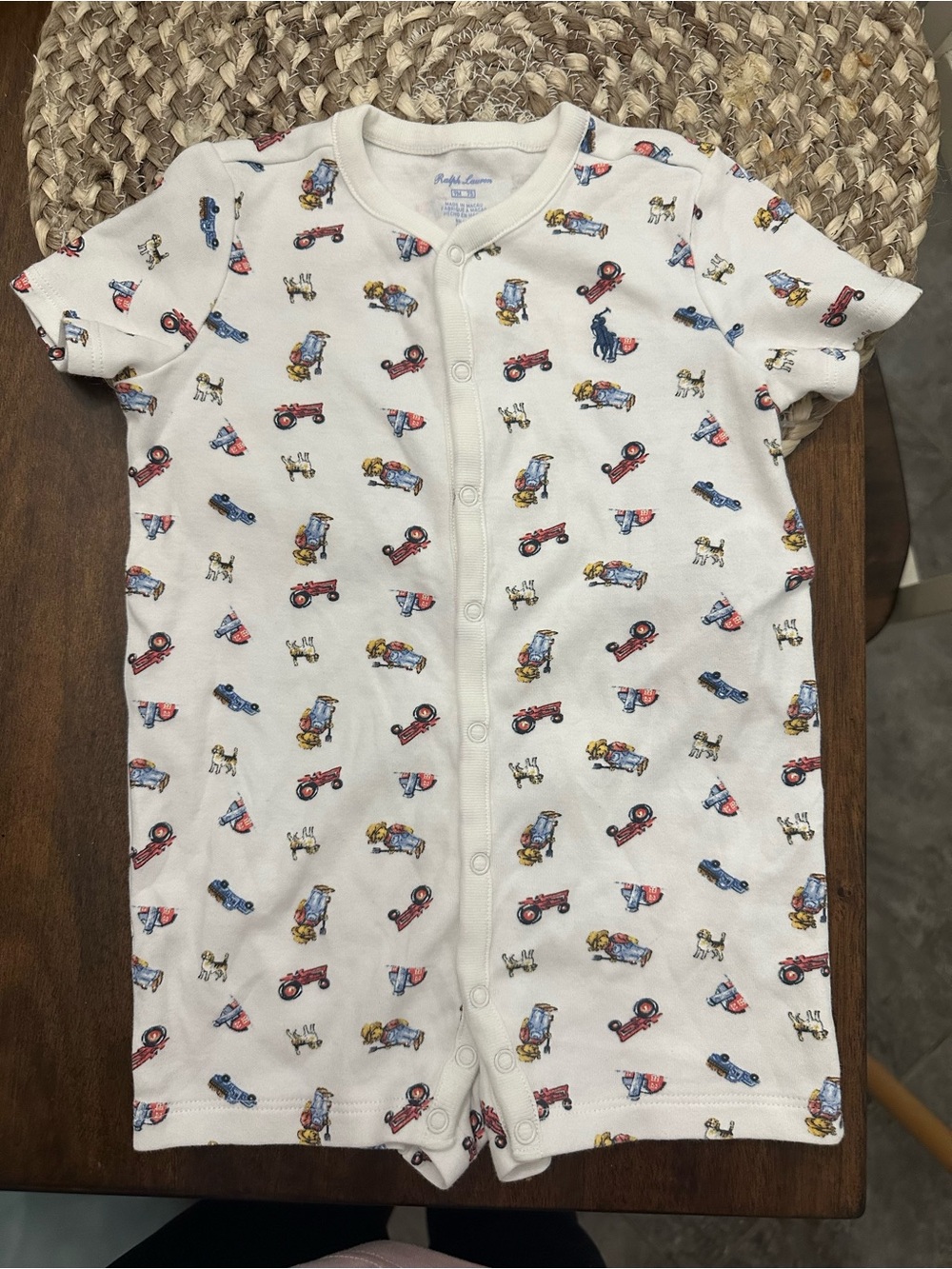 Ralph Lauren Baby Boy Polo Bear Cotton Shortall